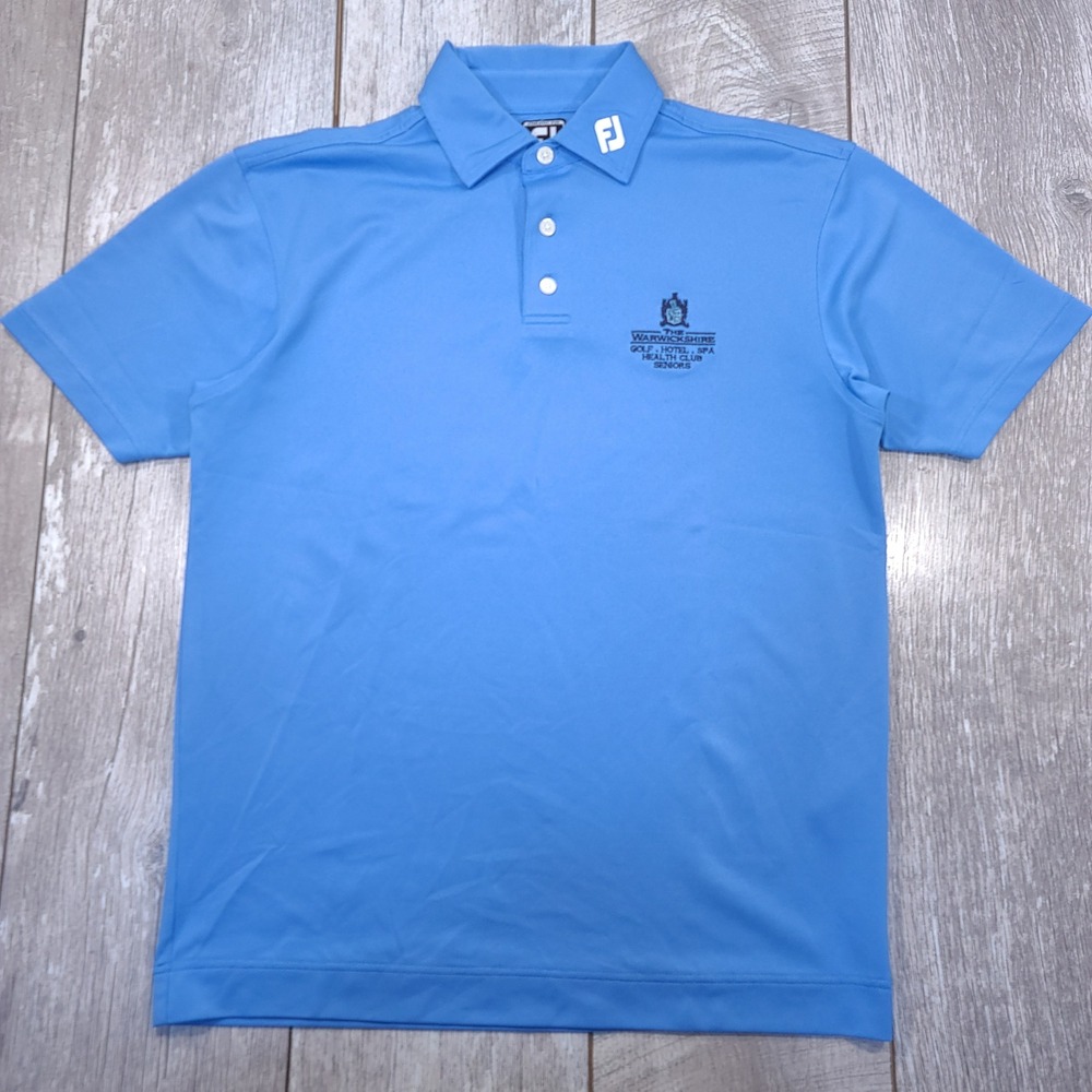 FootJoy Golf Polo Mens Medium Blue Warwickshire Athletic Fit Short Sleeve